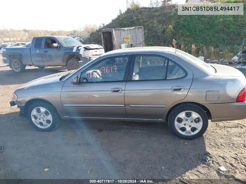 2005 Nissan Sentra 1.8S VIN: 3N1CB51D85L494417 Lot: 40717617