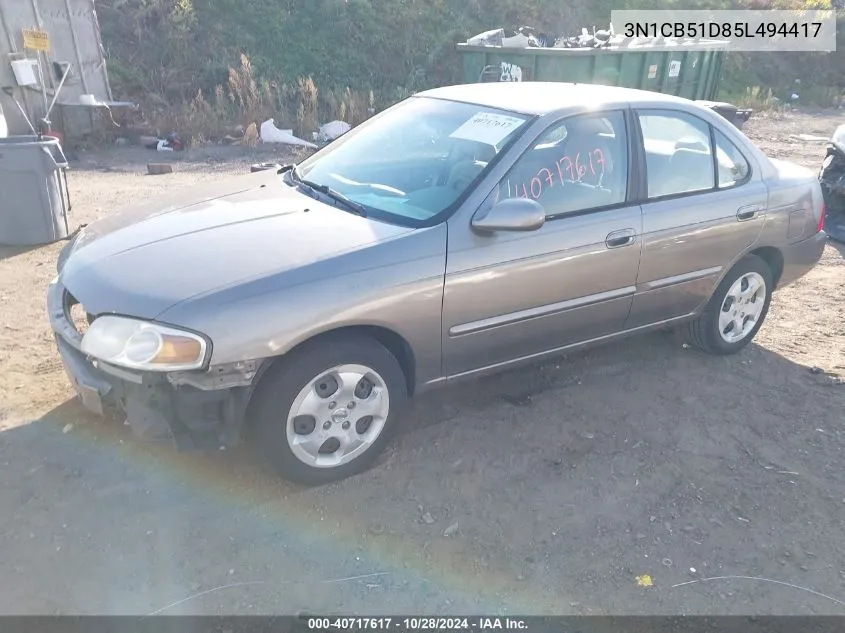 2005 Nissan Sentra 1.8S VIN: 3N1CB51D85L494417 Lot: 40717617