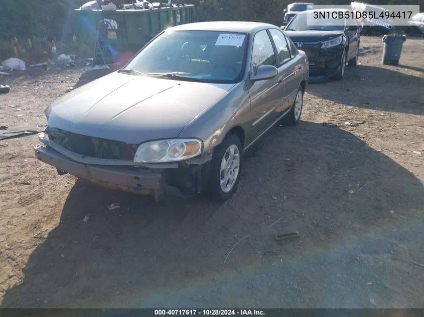 2005 Nissan Sentra 1.8S VIN: 3N1CB51D85L494417 Lot: 40717617