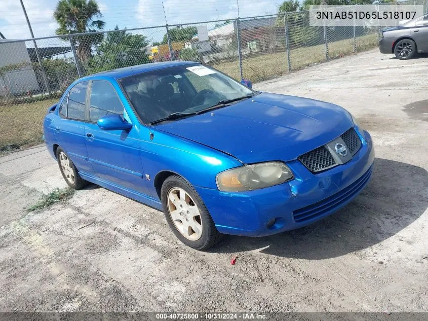 2005 Nissan Sentra Se-R VIN: 3N1AB51D65L518107 Lot: 40725800