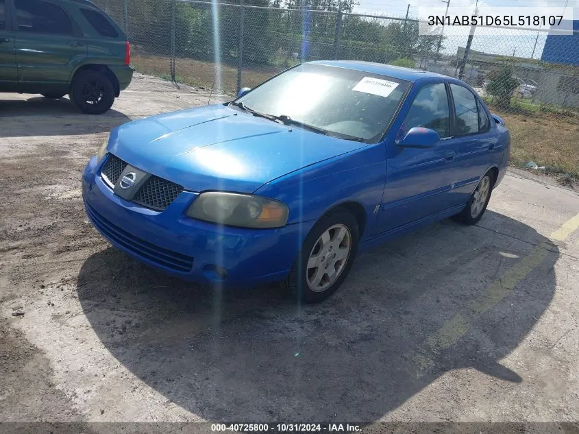 2005 Nissan Sentra Se-R VIN: 3N1AB51D65L518107 Lot: 40725800