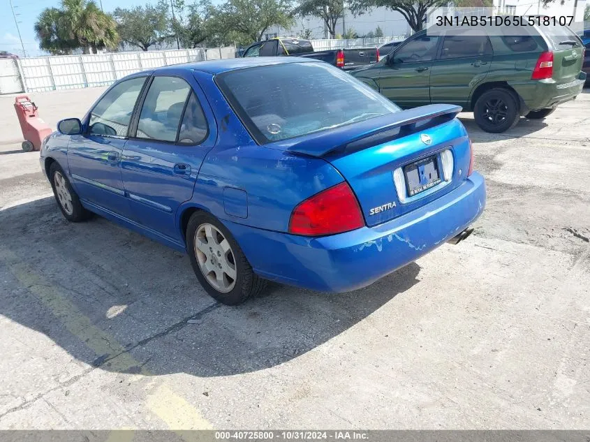 2005 Nissan Sentra Se-R VIN: 3N1AB51D65L518107 Lot: 40725800