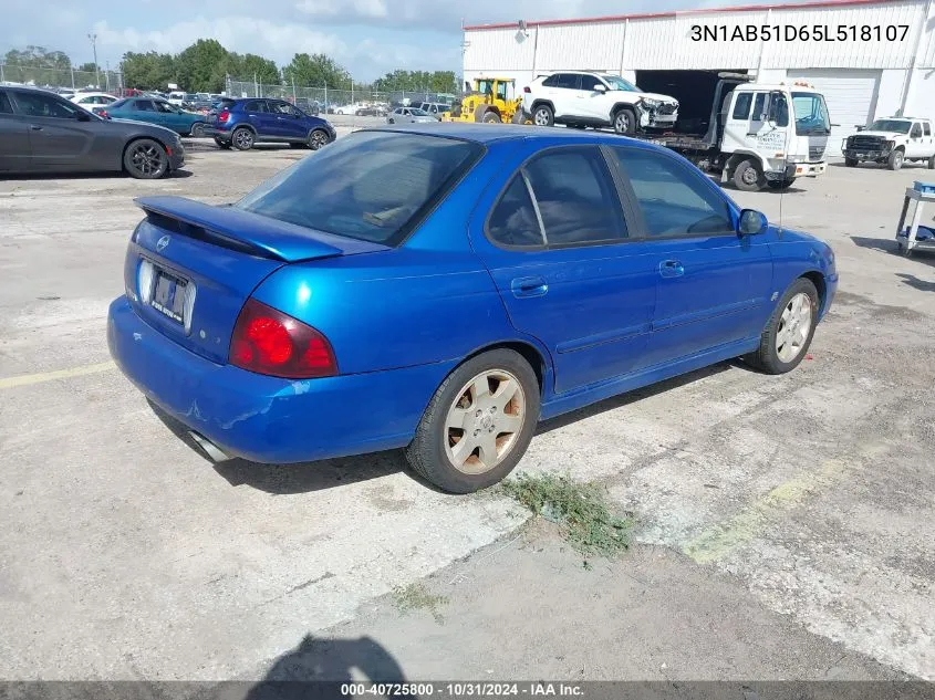 2005 Nissan Sentra Se-R VIN: 3N1AB51D65L518107 Lot: 40725800