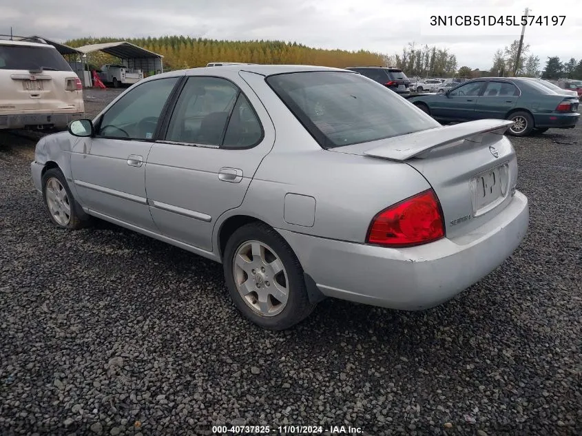 2005 Nissan Sentra 1.8S VIN: 3N1CB51D45L574197 Lot: 40737825