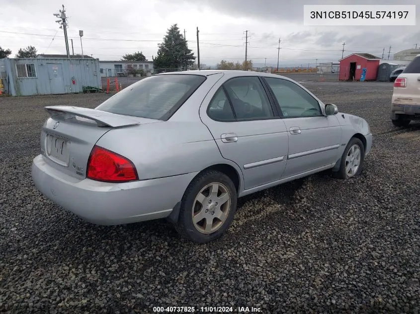 2005 Nissan Sentra 1.8S VIN: 3N1CB51D45L574197 Lot: 40737825