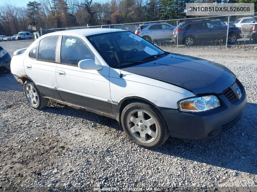 2005 Nissan Sentra 1.8S VIN: 3N1CB51DX5L526008 Lot: 40853763