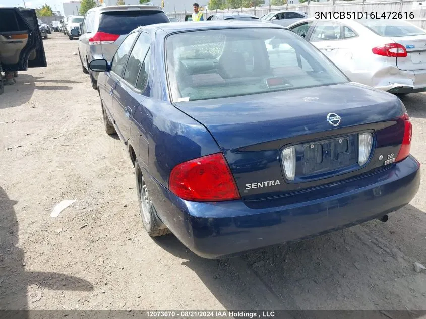 2006 Nissan Sentra 1.8/1.8S VIN: 3N1CB51D16L472616 Lot: 12073670