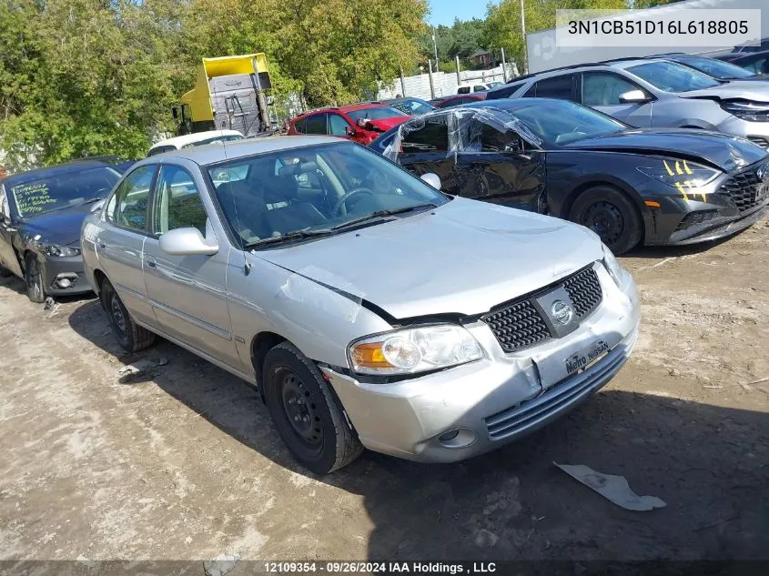 2006 Nissan Sentra VIN: 3N1CB51D16L618805 Lot: 12109354