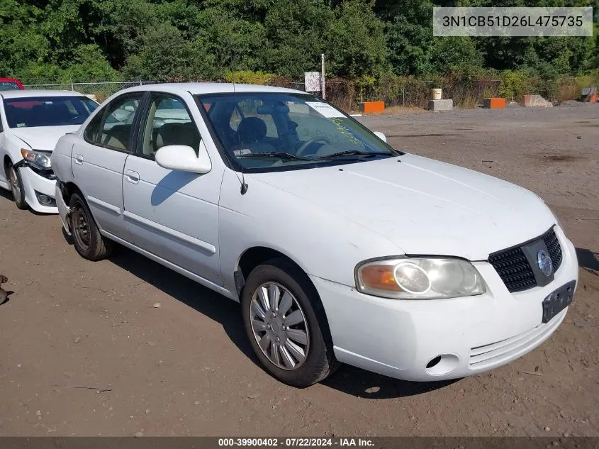 2006 Nissan Sentra 1.8S VIN: 3N1CB51D26L475735 Lot: 39900402