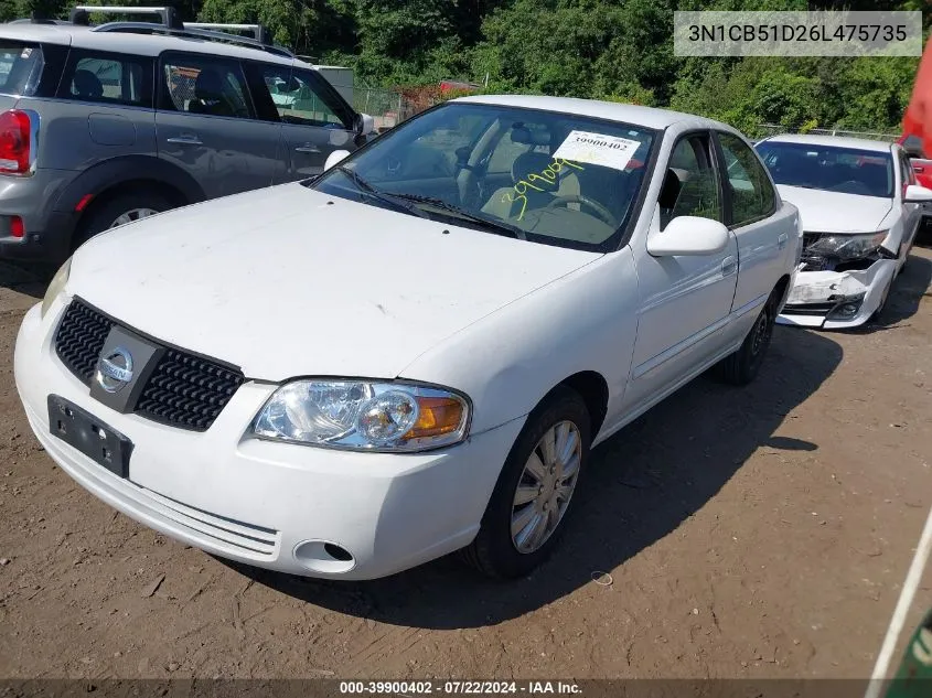 2006 Nissan Sentra 1.8S VIN: 3N1CB51D26L475735 Lot: 39900402