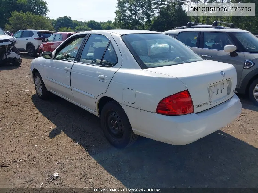 2006 Nissan Sentra 1.8S VIN: 3N1CB51D26L475735 Lot: 39900402