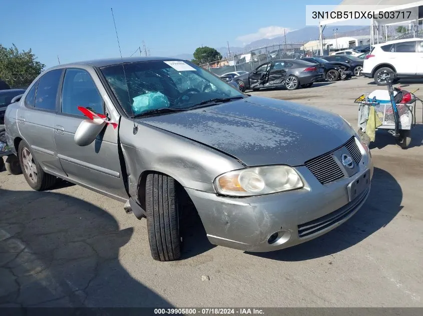 2006 Nissan Sentra 1.8S VIN: 3N1CB51DX6L503717 Lot: 39905800