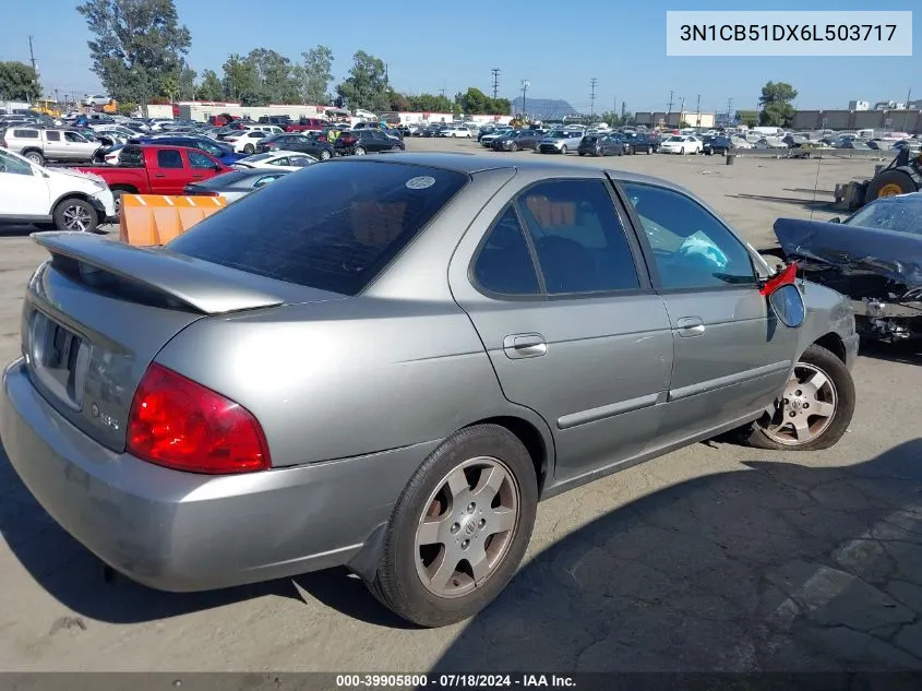 2006 Nissan Sentra 1.8S VIN: 3N1CB51DX6L503717 Lot: 39905800