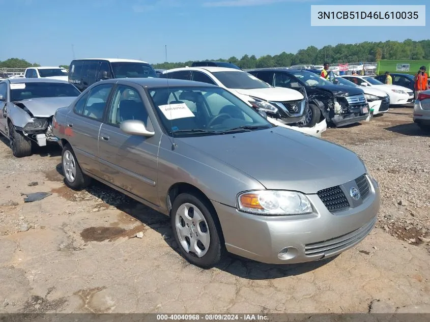 2006 Nissan Sentra 1.8S VIN: 3N1CB51D46L610035 Lot: 40040968