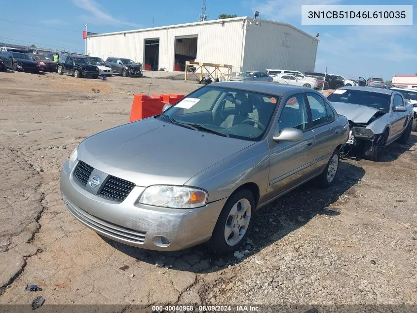 2006 Nissan Sentra 1.8S VIN: 3N1CB51D46L610035 Lot: 40040968