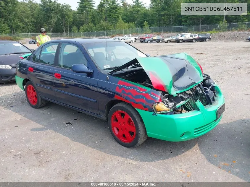 2006 Nissan Sentra 1.8S VIN: 3N1CB51D06L457511 Lot: 40106518