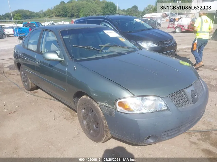 2006 Nissan Sentra 1.8S VIN: 3N1CB51D86L532908 Lot: 40200813