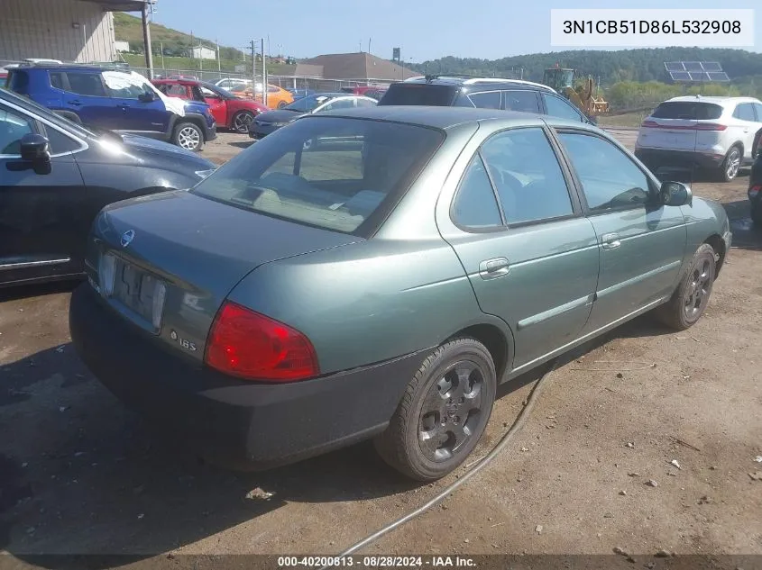 2006 Nissan Sentra 1.8S VIN: 3N1CB51D86L532908 Lot: 40200813