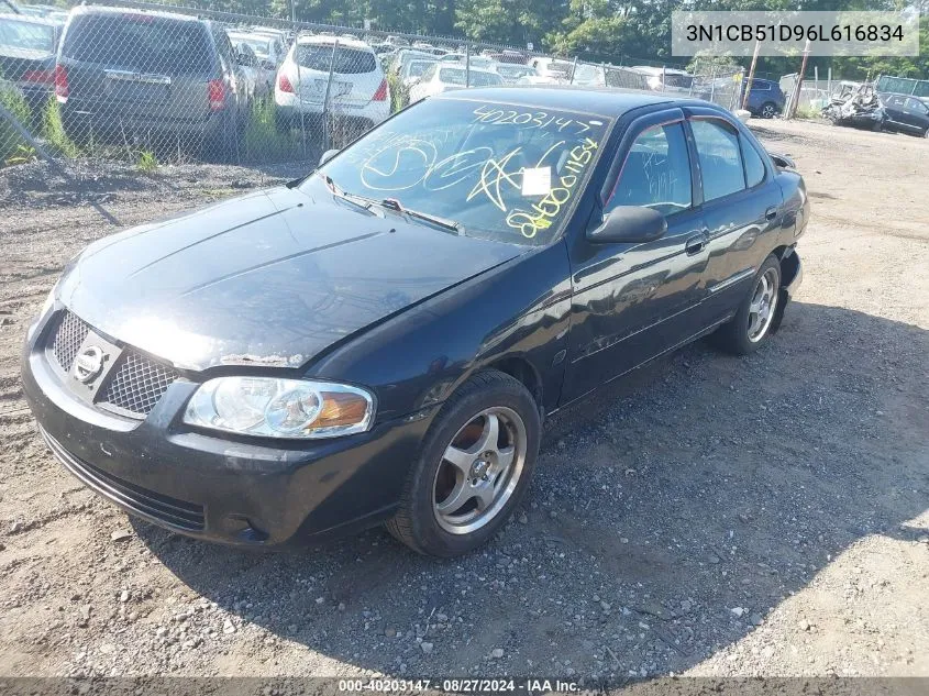 2006 Nissan Sentra 1.8S VIN: 3N1CB51D96L616834 Lot: 40203147