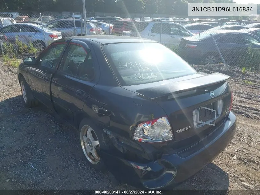 2006 Nissan Sentra 1.8S VIN: 3N1CB51D96L616834 Lot: 40203147