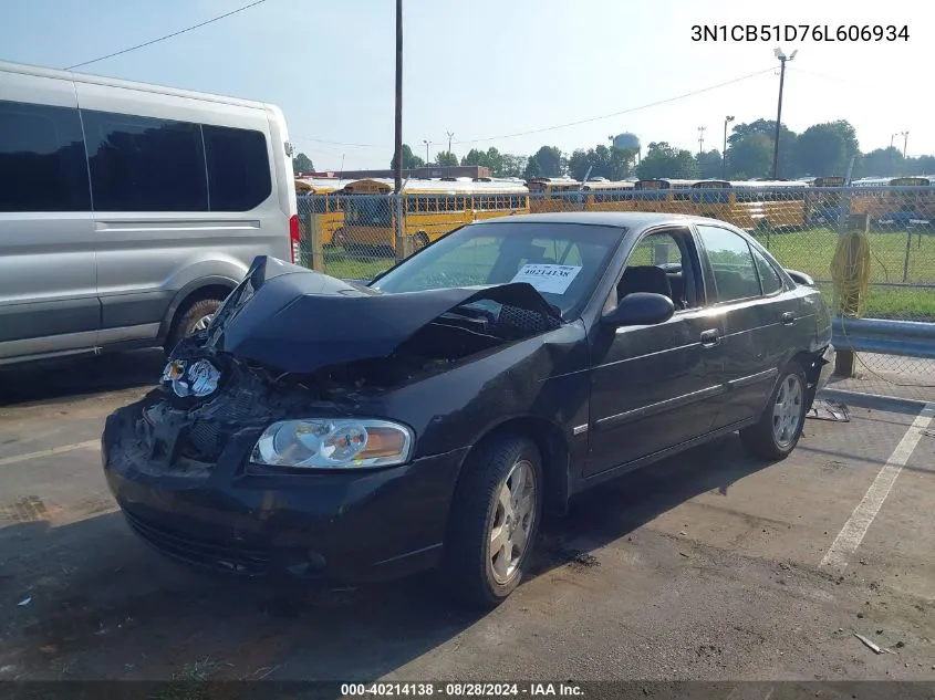 2006 Nissan Sentra 1.8S VIN: 3N1CB51D76L606934 Lot: 40214138