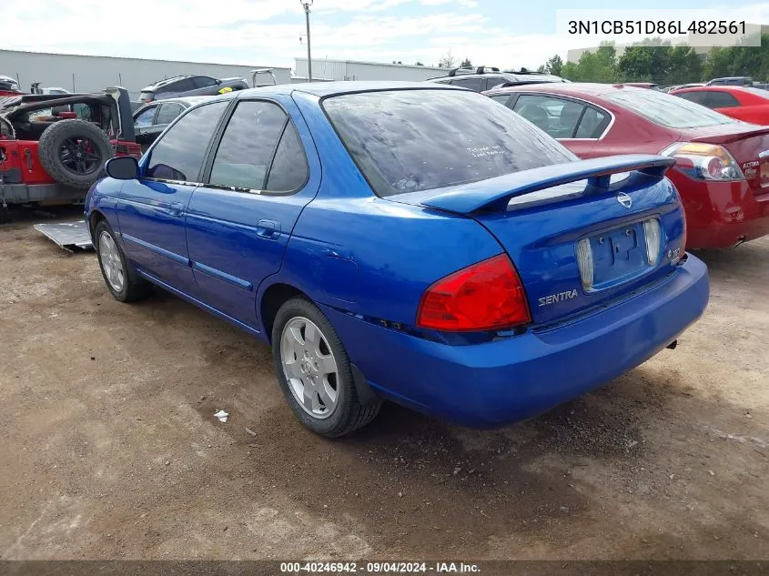 2006 Nissan Sentra 1.8S VIN: 3N1CB51D86L482561 Lot: 40246942