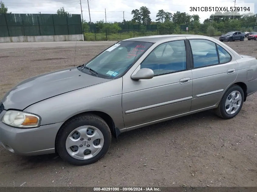 2006 Nissan Sentra 1.8/1.8S VIN: 3N1CB51DX6L579194 Lot: 40291090