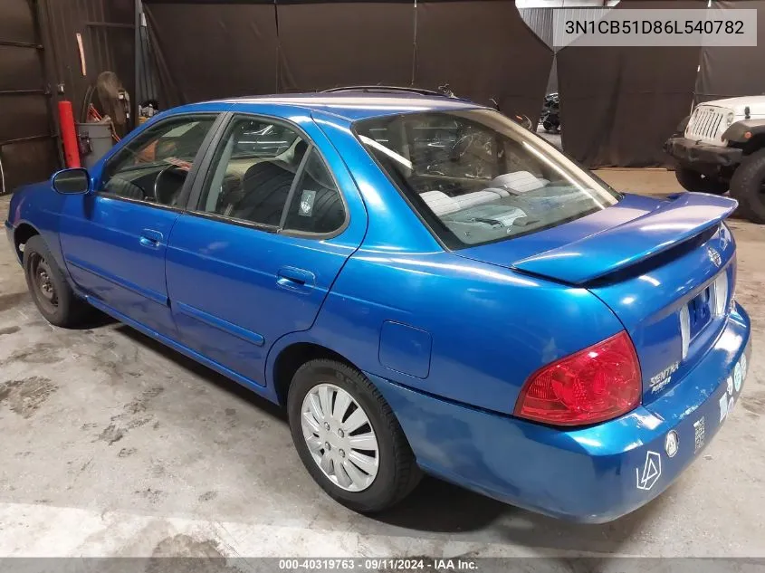 2006 Nissan Sentra 1.8S VIN: 3N1CB51D86L540782 Lot: 40319763