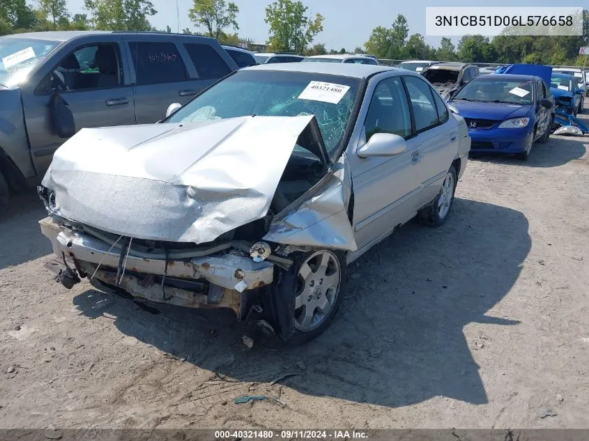 2006 Nissan Sentra 1.8S VIN: 3N1CB51D06L576658 Lot: 40321480