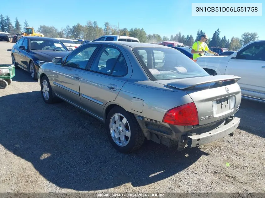 3N1CB51D06L551758 2006 Nissan Sentra 1.8S