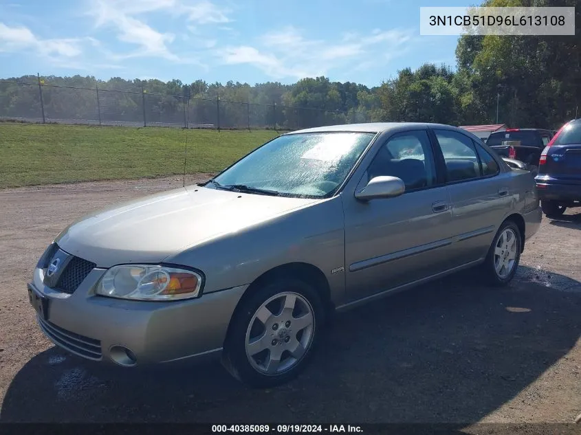 2006 Nissan Sentra 1.8S VIN: 3N1CB51D96L613108 Lot: 40385089