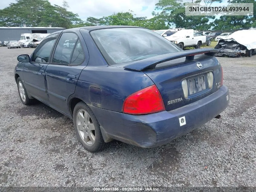 2006 Nissan Sentra 1.8S VIN: 3N1CB51D26L493944 Lot: 40441356