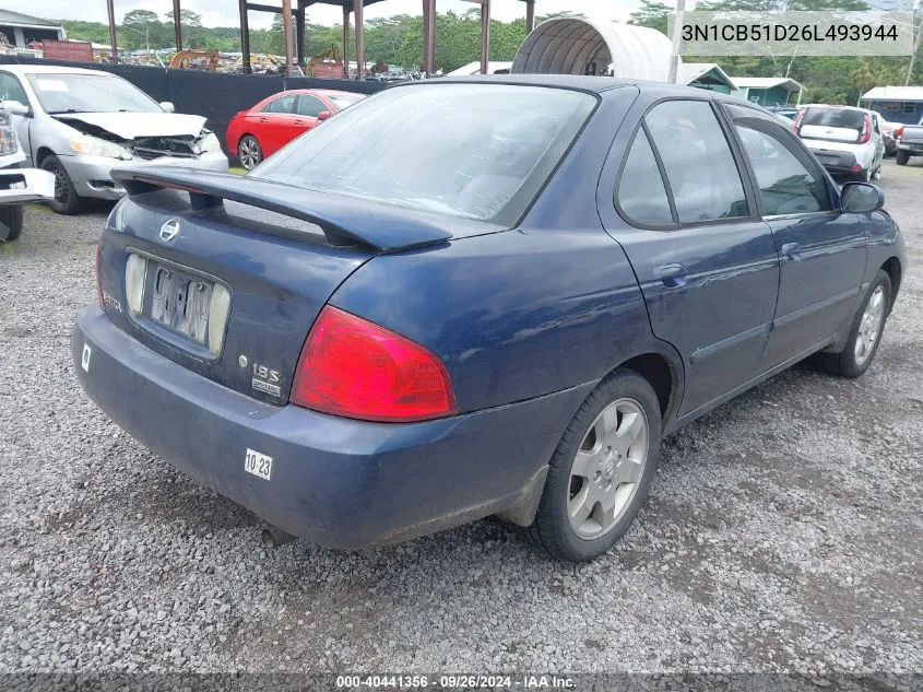 2006 Nissan Sentra 1.8S VIN: 3N1CB51D26L493944 Lot: 40441356