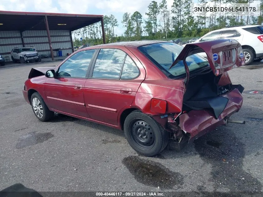 2006 Nissan Sentra 1.8S VIN: 3N1CB51D96L541178 Lot: 40446117