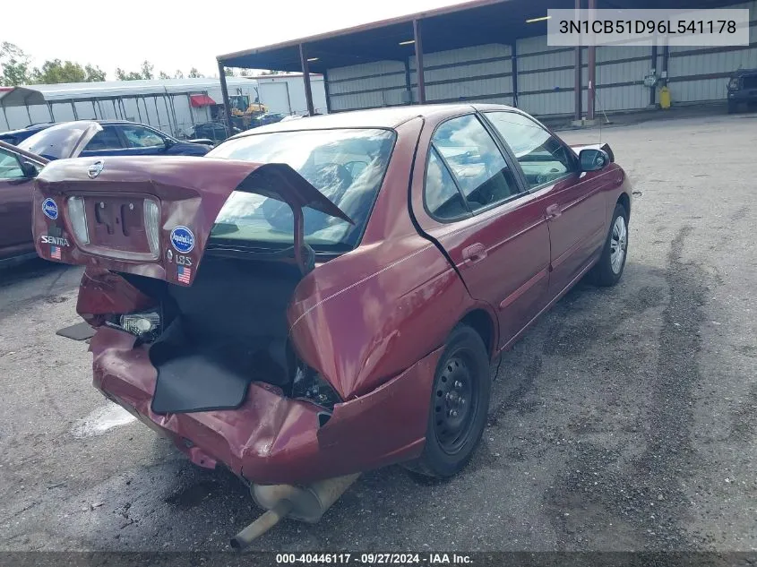 2006 Nissan Sentra 1.8S VIN: 3N1CB51D96L541178 Lot: 40446117