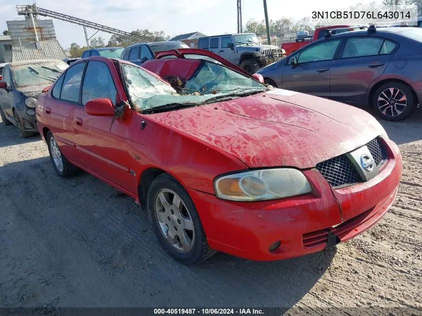 2006 Nissan Sentra 1.8S VIN: 3N1CB51D76L643014 Lot: 40565469