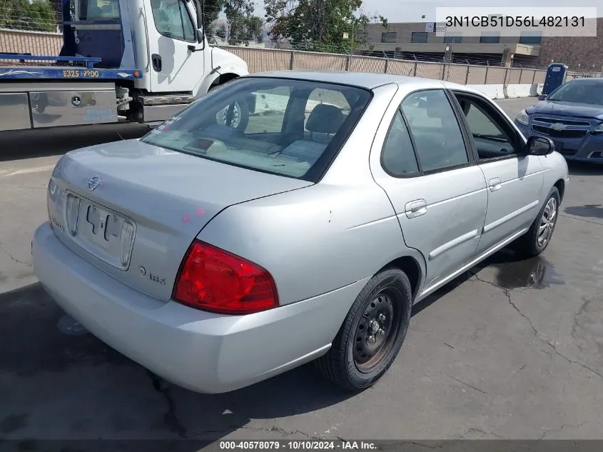 2006 Nissan Sentra 1.8S VIN: 3N1CB51D56L482131 Lot: 40578079