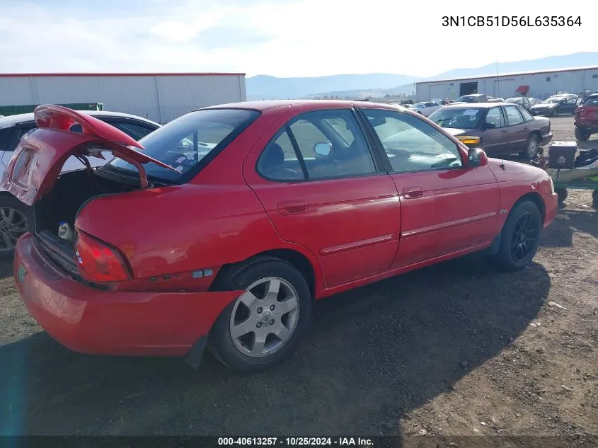 2006 Nissan Sentra 1.8S VIN: 3N1CB51D56L635364 Lot: 40613257