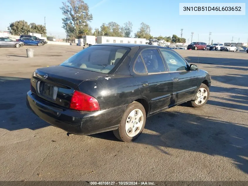 2006 Nissan Sentra 1.8/1.8S VIN: 3N1CB51D46L603652 Lot: 40705127