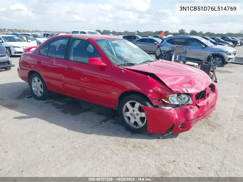 3N1CB51D76L514769 2006 Nissan Sentra 1.8S