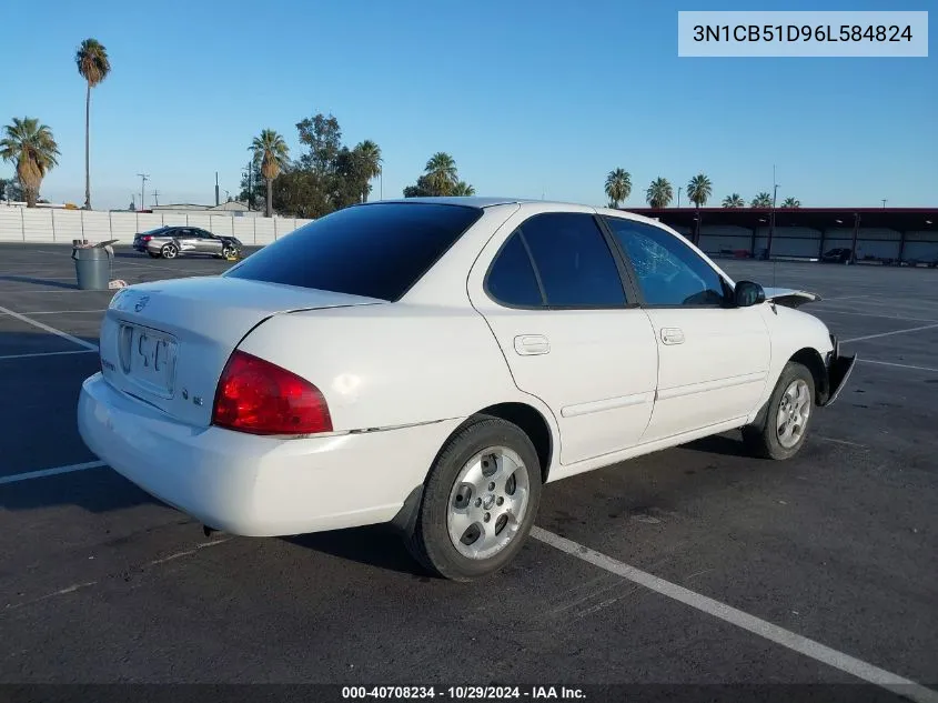 2006 Nissan Sentra 1.8 VIN: 3N1CB51D96L584824 Lot: 40708234