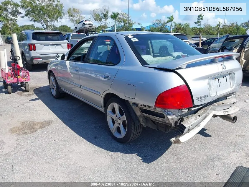 2006 Nissan Sentra 1.8S VIN: 3N1CB51D86L587956 Lot: 40723857