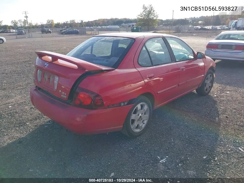 2006 Nissan Sentra 1.8S VIN: 3N1CB51D56L593827 Lot: 40725183