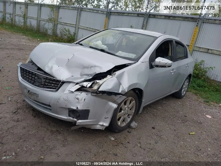 2007 Nissan Sentra 2.0S VIN: 3N1AB61E57L647473 Lot: 12108221