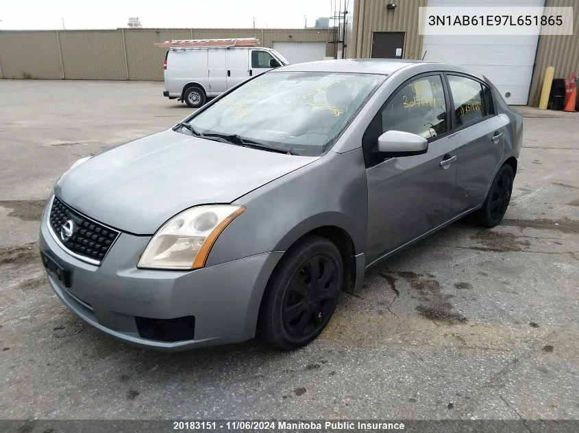 2007 Nissan Sentra 2.0 S VIN: 3N1AB61E97L651865 Lot: 20183151