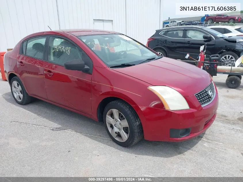 2007 Nissan Sentra 2.0S VIN: 3N1AB61E17L606385 Lot: 39297498