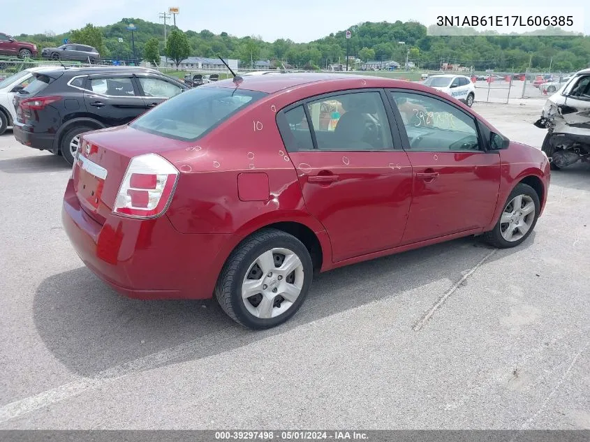 2007 Nissan Sentra 2.0S VIN: 3N1AB61E17L606385 Lot: 39297498