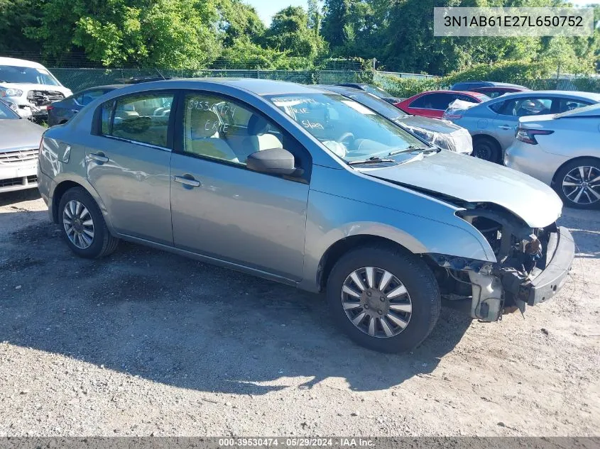 2007 Nissan Sentra 2.0 VIN: 3N1AB61E27L650752 Lot: 39530474