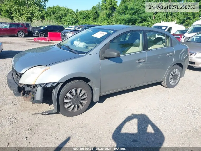 2007 Nissan Sentra 2.0 VIN: 3N1AB61E27L650752 Lot: 39530474