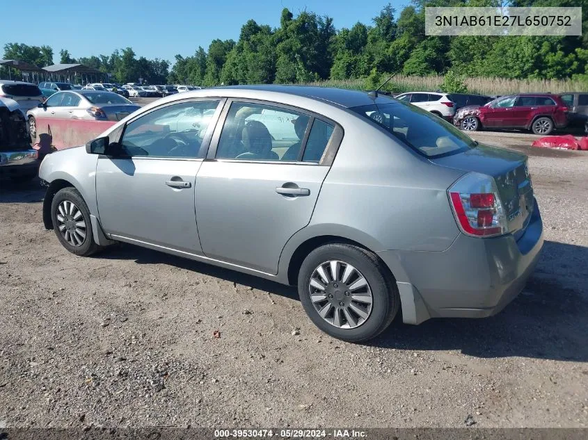 2007 Nissan Sentra 2.0 VIN: 3N1AB61E27L650752 Lot: 39530474